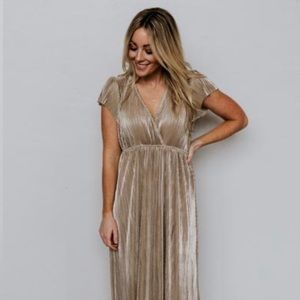 Athena gold pleated maxi dress